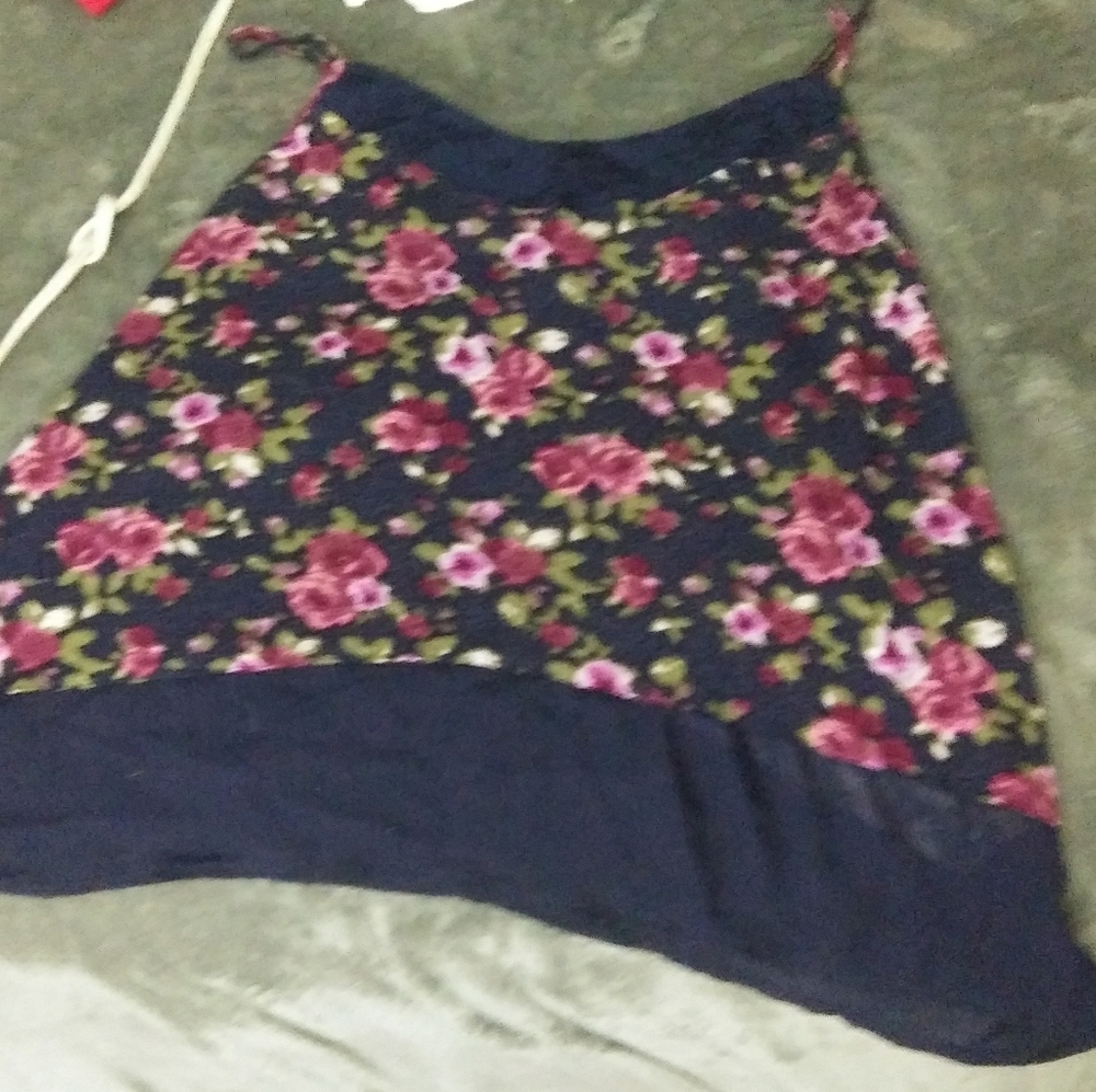 Blue Floral print tank top